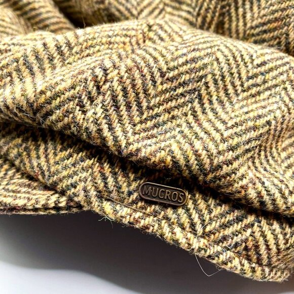 NWT Mucros Weavers Ireland Women\'s Wool Mustard Yellow Tweed Newsboy Hat Cap main image 7
